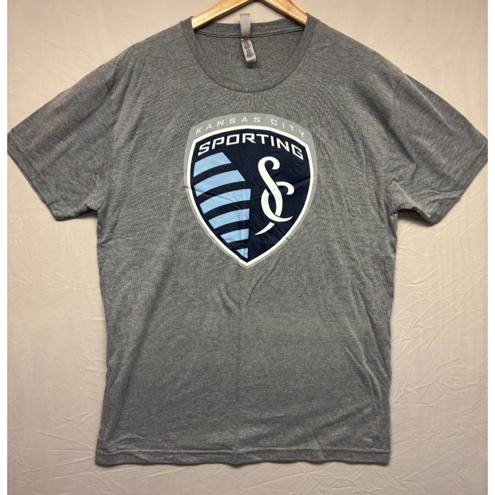 Sporting Kansas City Adidas MLS T-Shirt Mens Heather Gray Short Sleeve Large New